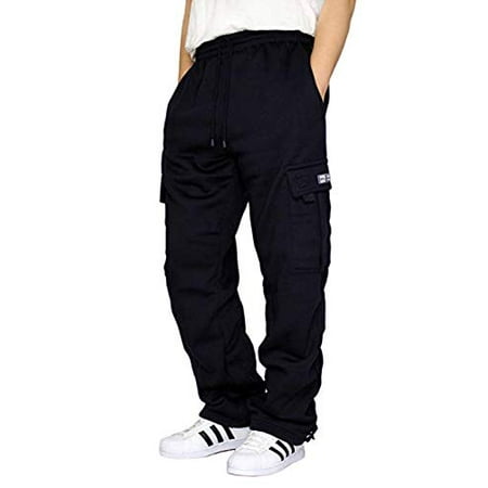 DREAM USA Mens Heavyweight Fleece Cargo Sweatpants